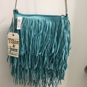 Aqua Fringe Shoulder Bag